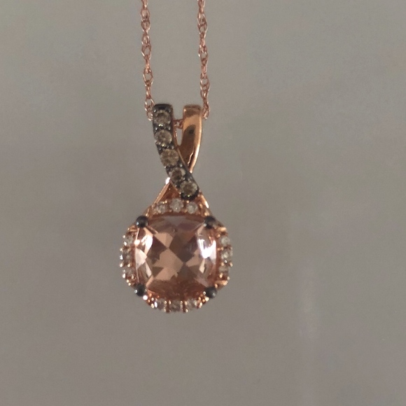 Le Vian Peach Morganite and Diamond Necklace - Picture 1 of 5